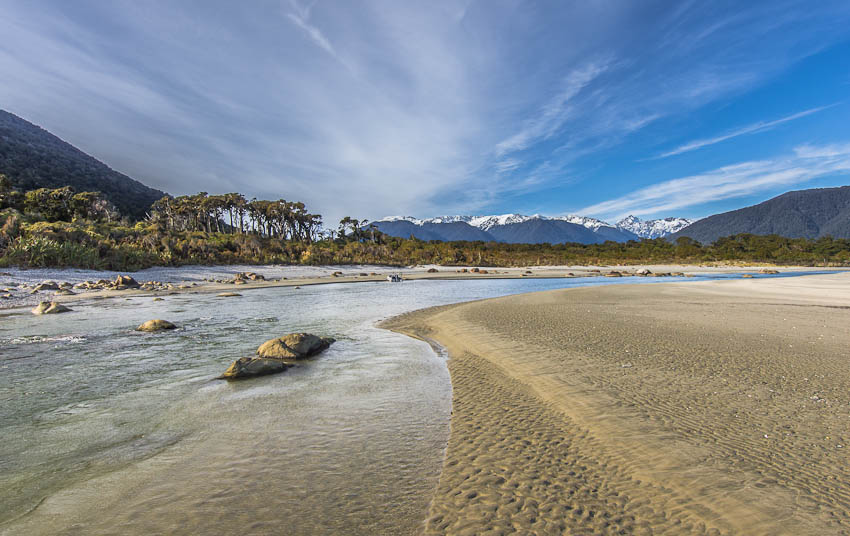 Awarua River estuary, Big Bay, Fiordland, Nový Zéland