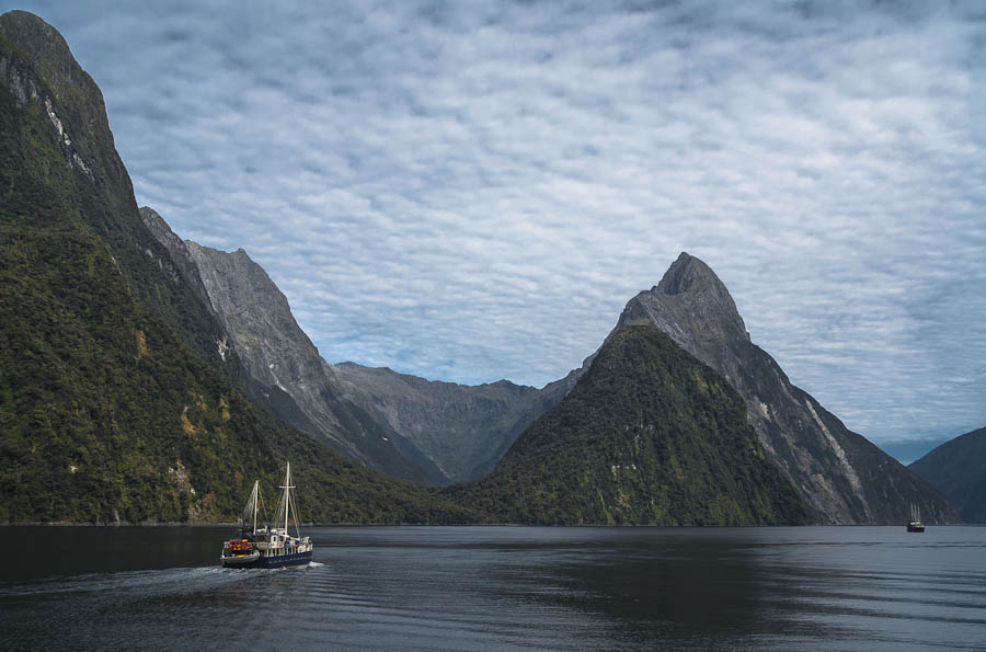 Milford Wanderer and Mitre Peak, Milford Sound, New Zealand