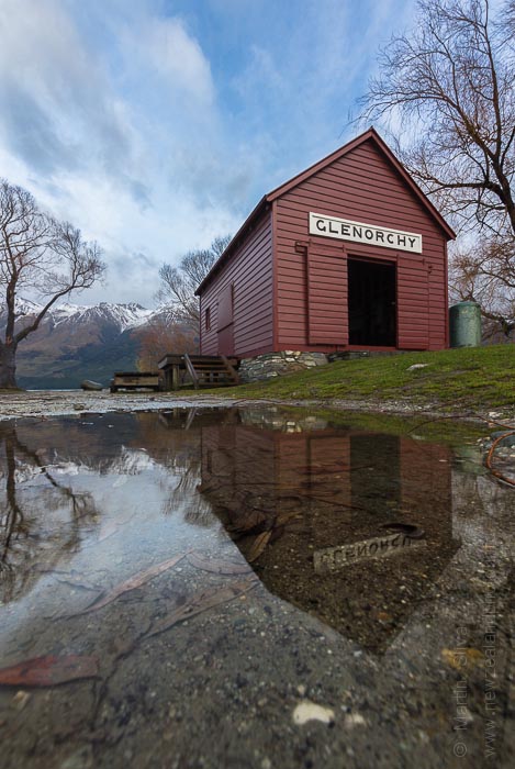 Reflection of Glenorchy Boat Shed, New Zealand