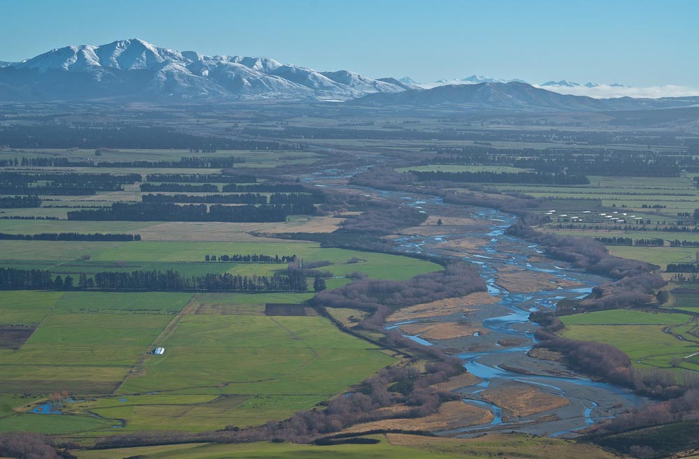 Taktimu Mts and Oreti River from Lintley Hill, New Zealand