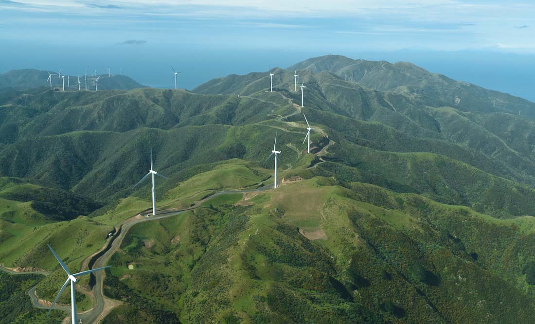 Větrná elektrárna, Makara Farm and Terawhiti Station, Nový Zéland